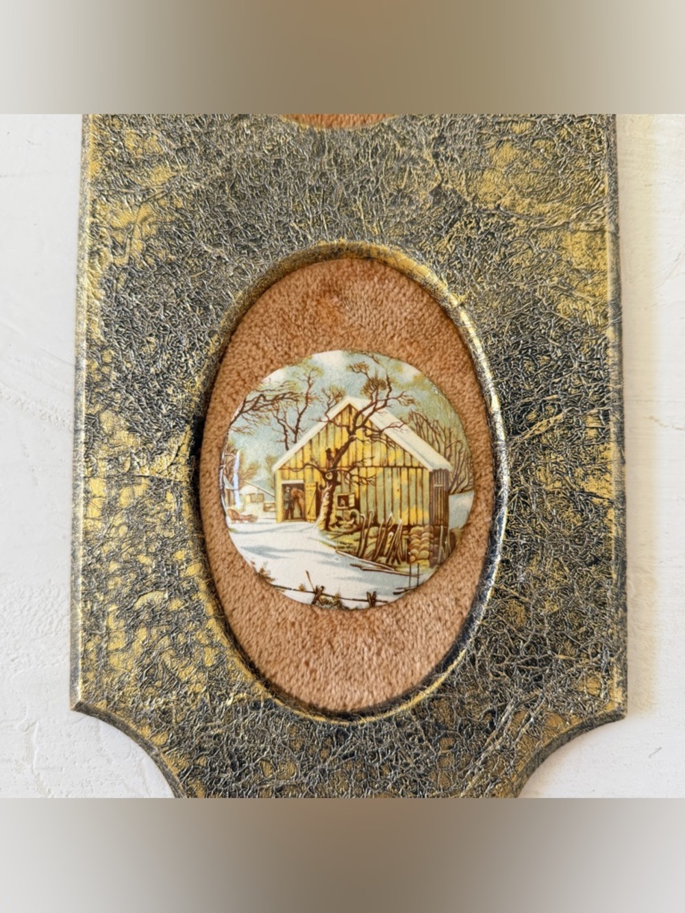 Vintage Italian Florentine Gold Textured Wall Plaque Mini Ceramic Print - Picture 5 of 8